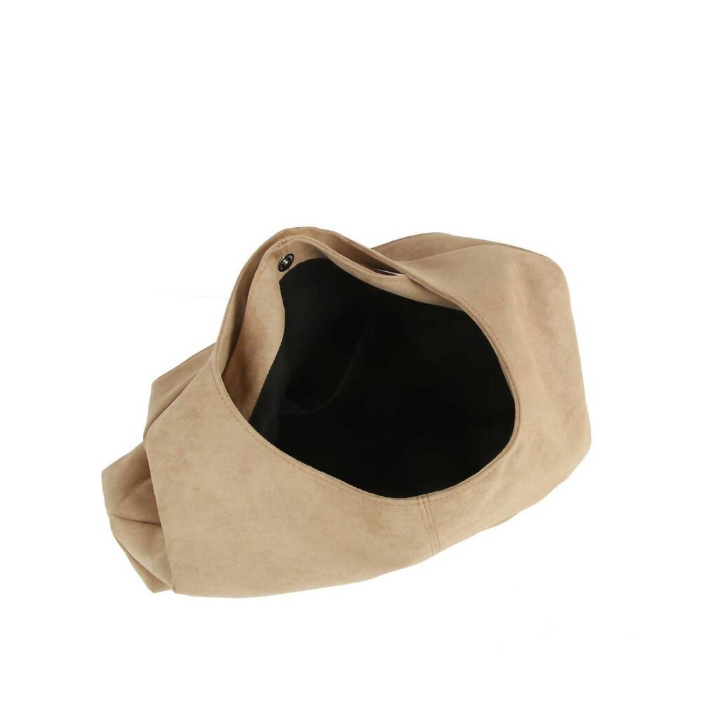 NEW HANDBAG FACTORY CORP women's vegan suede hobo bag in mocha - Picture 3 of 3